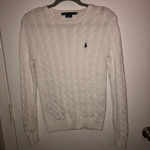 White Ralph Lauren Polo Cable Knit Sweater